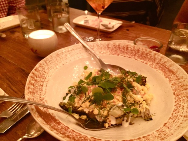 Rose’s Luxury: grilled romaine heart with hard-boiled duck egg