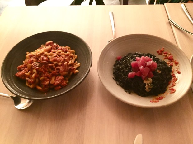Centrolina fusilli and neri pasta dishes