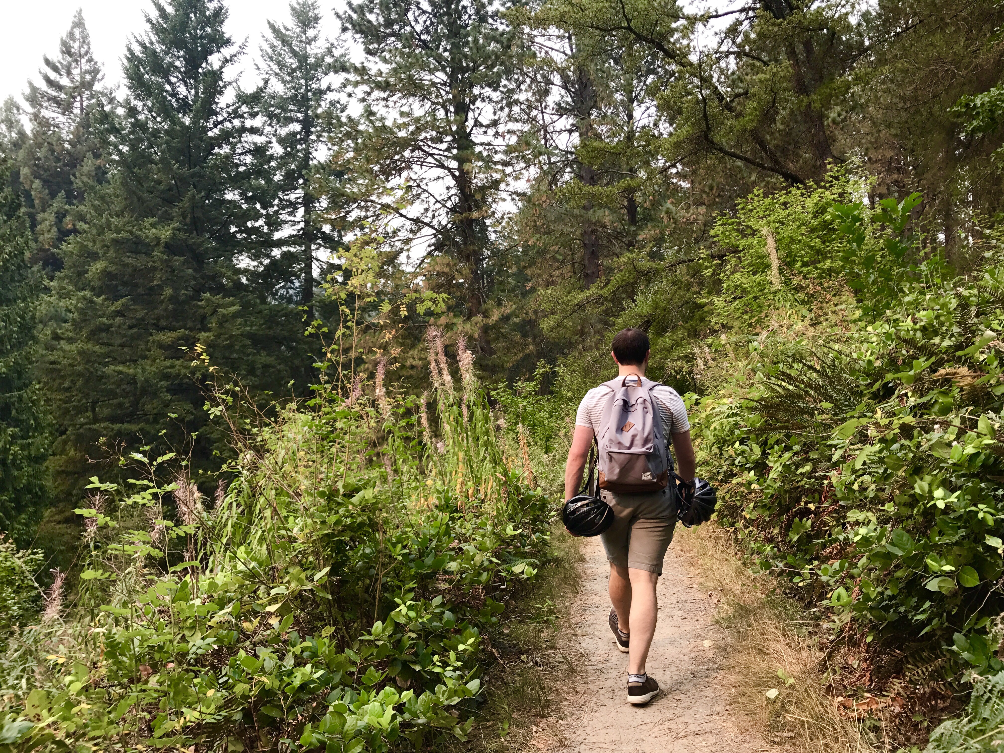 Paul walking on a trail at Washington Park
