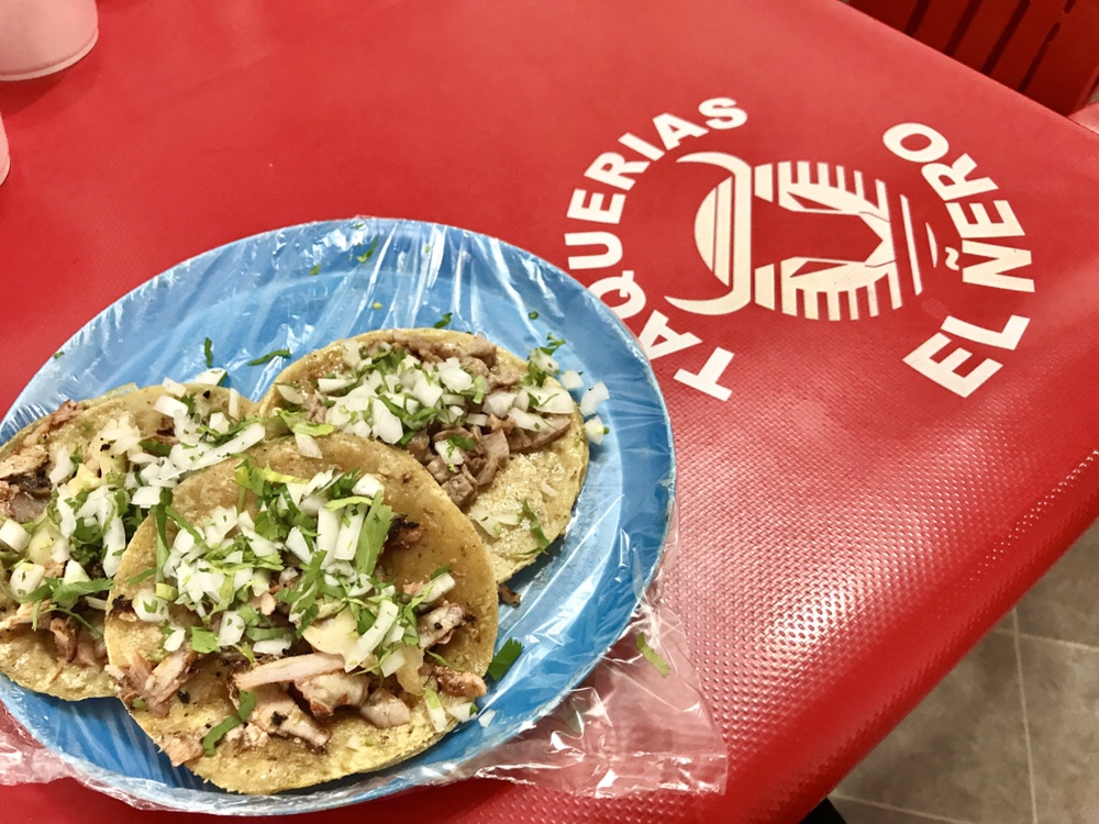 Al Pastor tacos at Taqueria el Nero in Tulum, Mexico