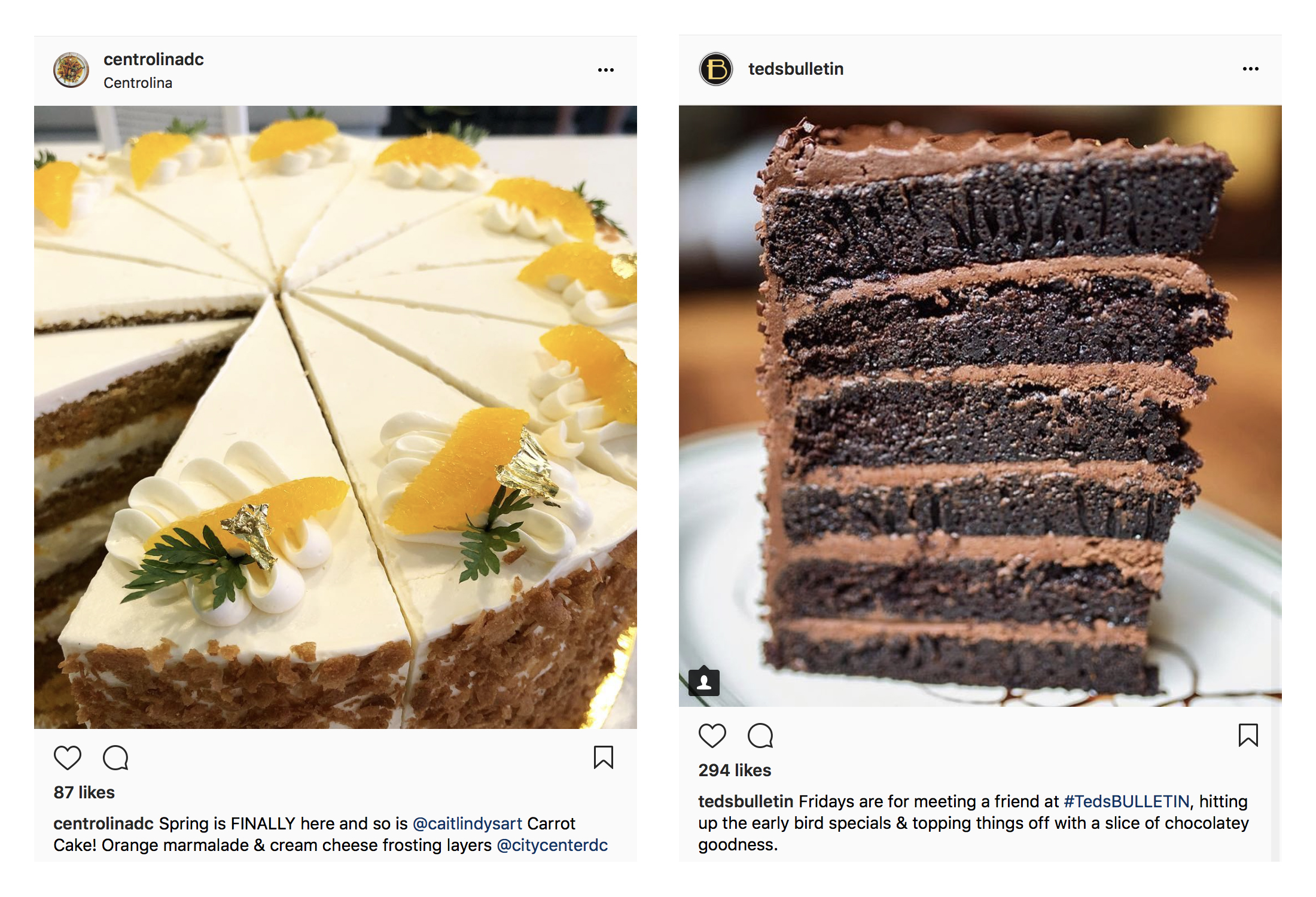 Huge cake slices on Paul's instagram feed