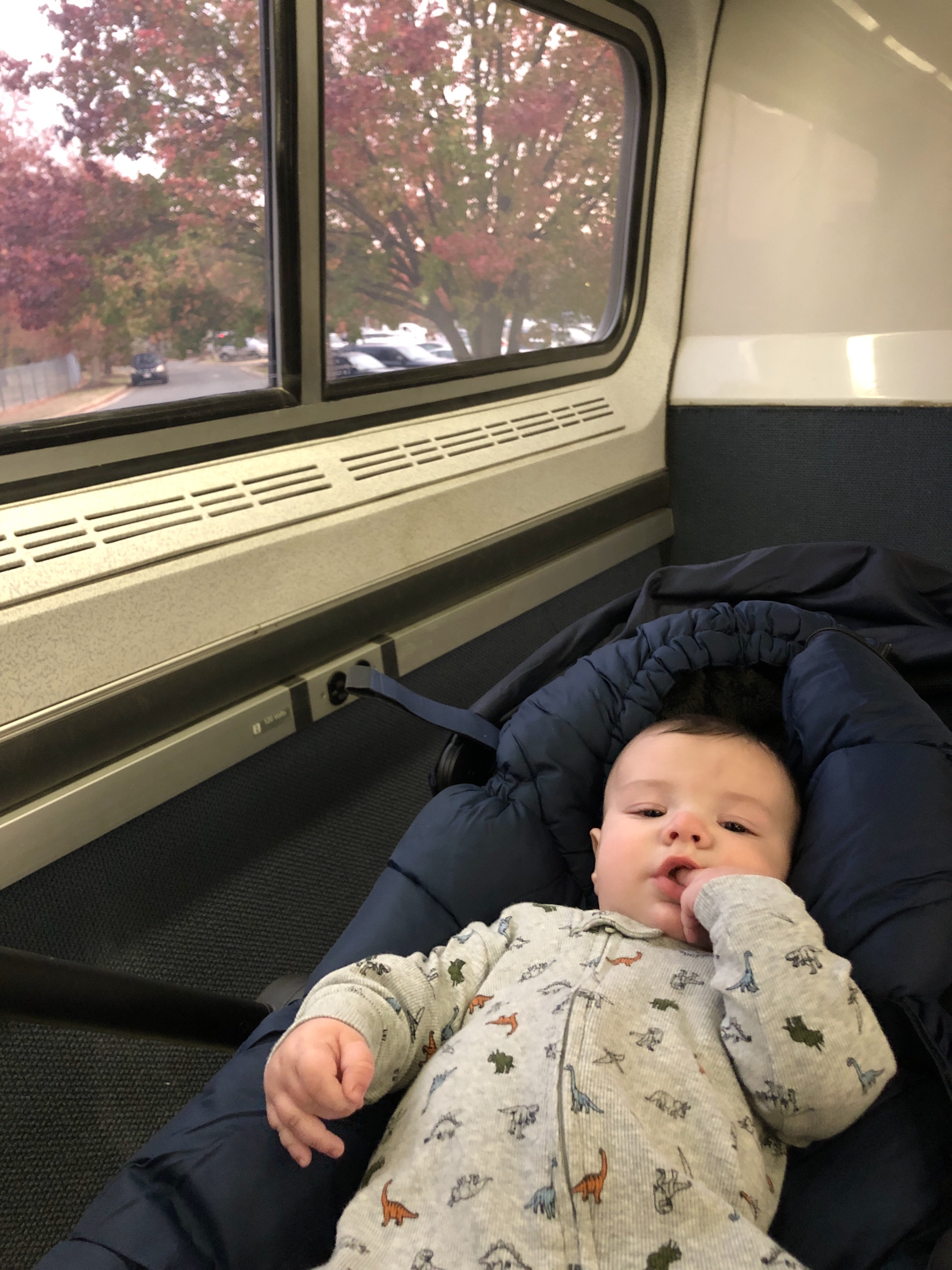 Brendan on the Amtrak train heading to Richmond, Virginia
